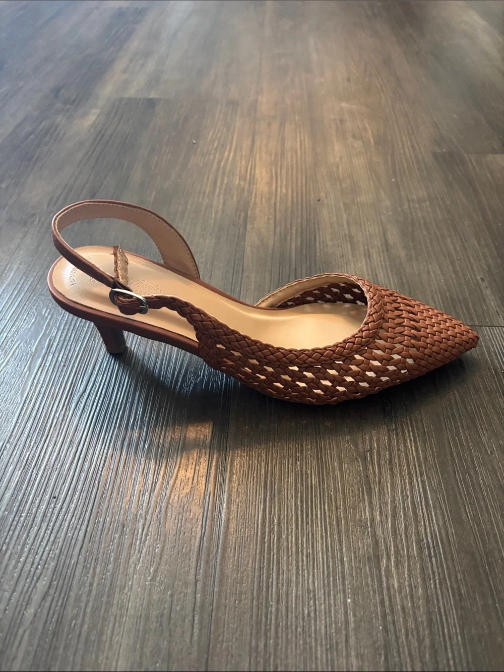 Woven Pointed Slingback Mules - Brown - Picture 6 of 6